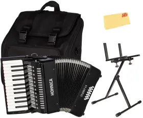 Hohner 840262249126 Hohnica Student Xii 44-key 18 Bass Piano Accordion - Black With Adjustable
