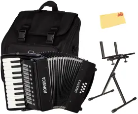 Hohner 840262249133 Hohnica Student X 30-key 8 Bass Piano Accordion - Black With Adjustable Sta