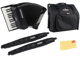 Hohner 840262260336 Bravo Ii 48 Chromatic Piano Key Accordion - Black With Gig Bag