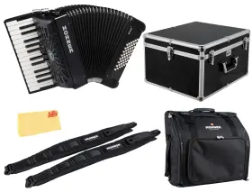 Hohner 840262260343 Bravo Ii 48 Chromatic Piano Key Accordion - Black With Hard Case