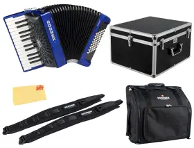 Hohner 840262260381 Bravo Ii 48 Chromatic Piano Key Accordion - Blue With Hard Case