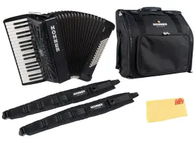 Hohner 840262260411 Bravo Iii 72 Chromatic Piano Key Accordion - Black With Gig Bag