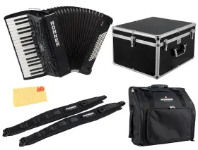 Hohner 840262260428 Bravo Iii 72 Chromatic Piano Key Accordion - Black With Hard Case