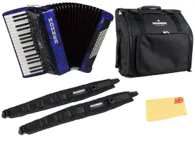 Hohner 840262260459 Bravo Iii 72 Chromatic Piano Key Accordion - Blue With Gig Bag