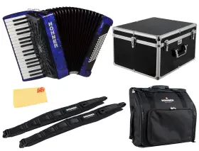 Hohner 840262260466 Bravo Iii 72 Chromatic Piano Key Accordion - Blue With Hard Case