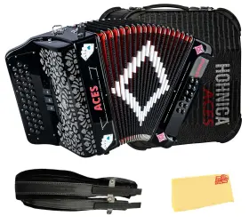 Hohner 840262260473 Hohnica Aces Ii 34-button Accordion With 3 Registers - Fbbeb Gig Bag