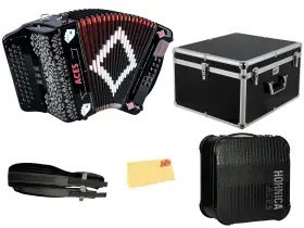 Hohner 840262260480 Hohnica Aces Ii 34-button Accordion With 3 Registers - Fbbeb Hard Case
