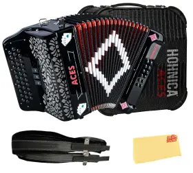 Hohner 840262260510 Hohnica Aces Ii 34-button Accordion With 3 Registers - Gcf Gig Bag