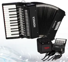 Hohner 842659103790 Stux 18 Bass Student Xii Piano Accordion With Gig Bag And Straps