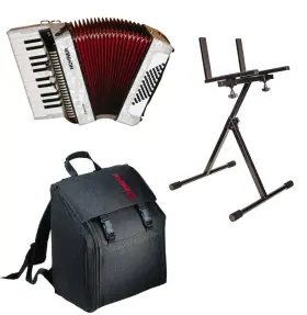 Br48wh Hohner Br48 Bravo Ii 48 Accordion Pearl White With Bag Cloth And Stand Bundle