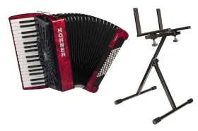 Br72red Hohner Bravo Iii 72 Chromatic Piano Key Accordion Red - Cloth And Stand Bundle