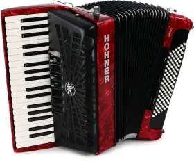 Br96red Hohner Bravo Iii 96 Chromatic Piano Key Accordion - Pearl Red
