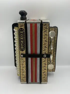 Ha-112 Hohner Vtg 2 Bass Spoon 10 Treble Button Stop Inch G Diatonic Accordion