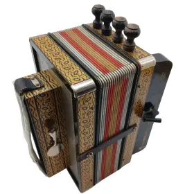 10-treble Hohner Ha-114 Pokerwork Diatonic Button Accordion 2-bass Spoon