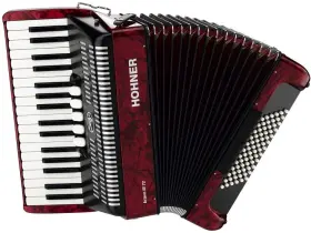 Br72r Hohner Inc Usa Bravo Piano Accordion 72 Bass Red