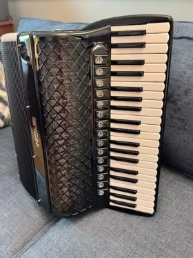Italian-made Pigini P96321 Jet-black Piano Accordion For Sale