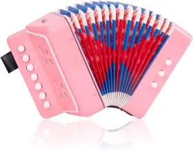 Mi3352 Kmise Kids Accordion 10 Keys Control Button Musical Instruments For Pink