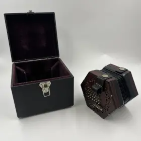 55087 Lachenal & Co. Antique Vintage And Concertina Model 48 Metal Buttons With Case