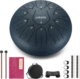 Us-2299nb Lekato Steel Tongue Drum 10 Inch 11 Notes Beginner 10ftft Navy Blue