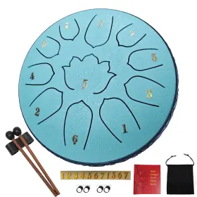 Lonchan 730265391543 Steel Tongue Drum 11 Notes 6 Inches Rain For Inch Malachite