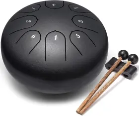Lronbird 753858204921 Steel Tongue Drum 6 Inch 8 Notes Musical Instruments Black