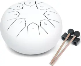 Sd-010 Muscell Steel Tongue Drum 6 Inches 8 Notes Hand White