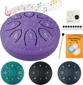 Ssellipse4 Oun Nana Rain Drum For Outside Garden 4.5 Inches 8 Notes Steel Tongue Purple