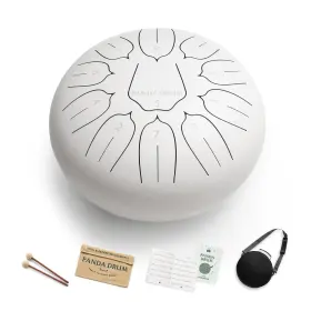 Panda Drum 850077272080 Plus White Steel Tongue Handpan With Music Book