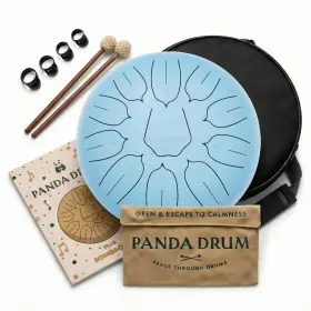 Panda Drum 850077272134 Plus Blue Steel Tongue Handpan With Music Book Mallets