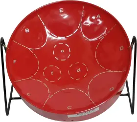 00858404007237 Panland Miniature Steelpan Steel Drum 12 Inch Diameter 11 Notes With Red