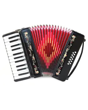 Rossetti 2512-bk 25-key 12 Bass Button Piano Accordion In Key Of G Black With Case