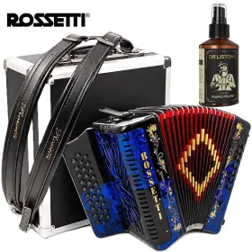 Rossetti 3112-fbe-bbk 3112 Fbe 31 Button Diatonic Accordion - Blue/black With Case And Polish