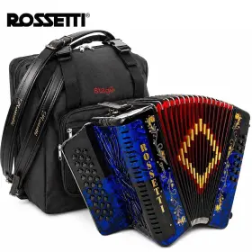 Rossetti 3112-gcf-bbk 3112 Gcf 31 Button Diatonic Accordion Black/blue With Straps Gig Bag