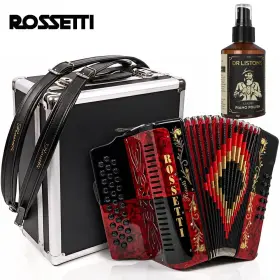 Rossetti 3112-gcf-rbk 3112 Gcf 31 Button Diatonic Accordion - Black/red With Case And Polish