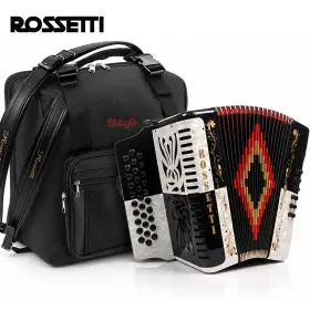 Rossetti 3112-gcf-wbk 3112 Gcf 31 Button Diatonic Accordion -black/white With Straps Gig Bag