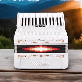 R3032-wh Rossetti 3032 Piano Accordion 32 Bass 30 Key 3 Switch Case Like N E W White