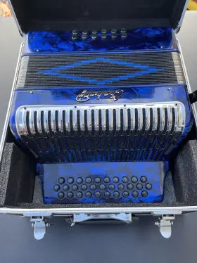 R3112-gcf-bbk Rossetti Chehery 3112 Gcf 31 Button Diatonic Accordion - Blue With Straps Hard Case