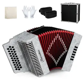 Rowadtim 763559510115 Accordion - 31 Key Diatonic 12 Bass Buttons G/c/f Tuning Push-pull