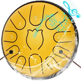 Rsasi 739713923862 Steel Tongue Drum 6 Inche 11 Note Drums Rain Chime Raindrop Yellow