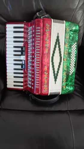 Sm-3448-rdgr Sofiamari 34 Key 48 Bass 5 Switches Piano Accordion Red White Green