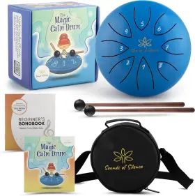Sounds Of Silence 198715972146 Steel Tongue Drum For Kids Magic Calm 6 Inch 8 Notes With Blue