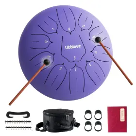 Ubblove 0717 Steel Tongue Drum - 11 Notes 10 Inch Handpan Purple
