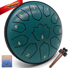 Vesyman 730265419551 Steel Tongue Drum 6.5-inch 11 Notes Rain 6.5 Inch Forest Green