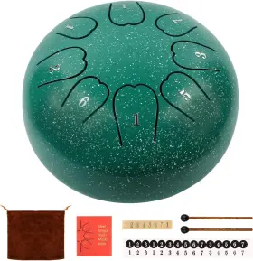 Byg-1 Weipoken Rain Drum For Outside Garden 6 Inch 8 Note Steel Tongue Green