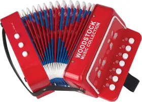 Woodstock Percussion Inc. 313044932917 Kids Accordion 7 Inch Red With 10 Keys Beginner Music Toy Instrument