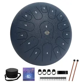 Yasisid 750219932998 Rain Drum For Outside Garden Steel Tongue 12 Inches 15 Notes Navy Blue
