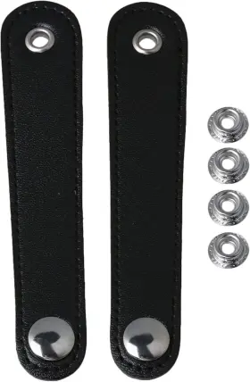 M7190423151 Yibuy Black Faux Leather Adjustable Accordion Bellows Straps With Buckles