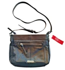New Rossetti Black Shoulder Leather Strap Bag Medium Silver Zips Excellent. Price: $39.00.
