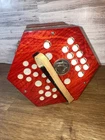 Vintage Scholer Concertina Made East Germany 20 Button Red Pearl New Box. Price: $255.00.