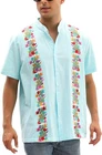 Mens Mexican Guayabera Shirt Embroidered Button Down Band Collar Fiesta Dress New. Price: $71.09.